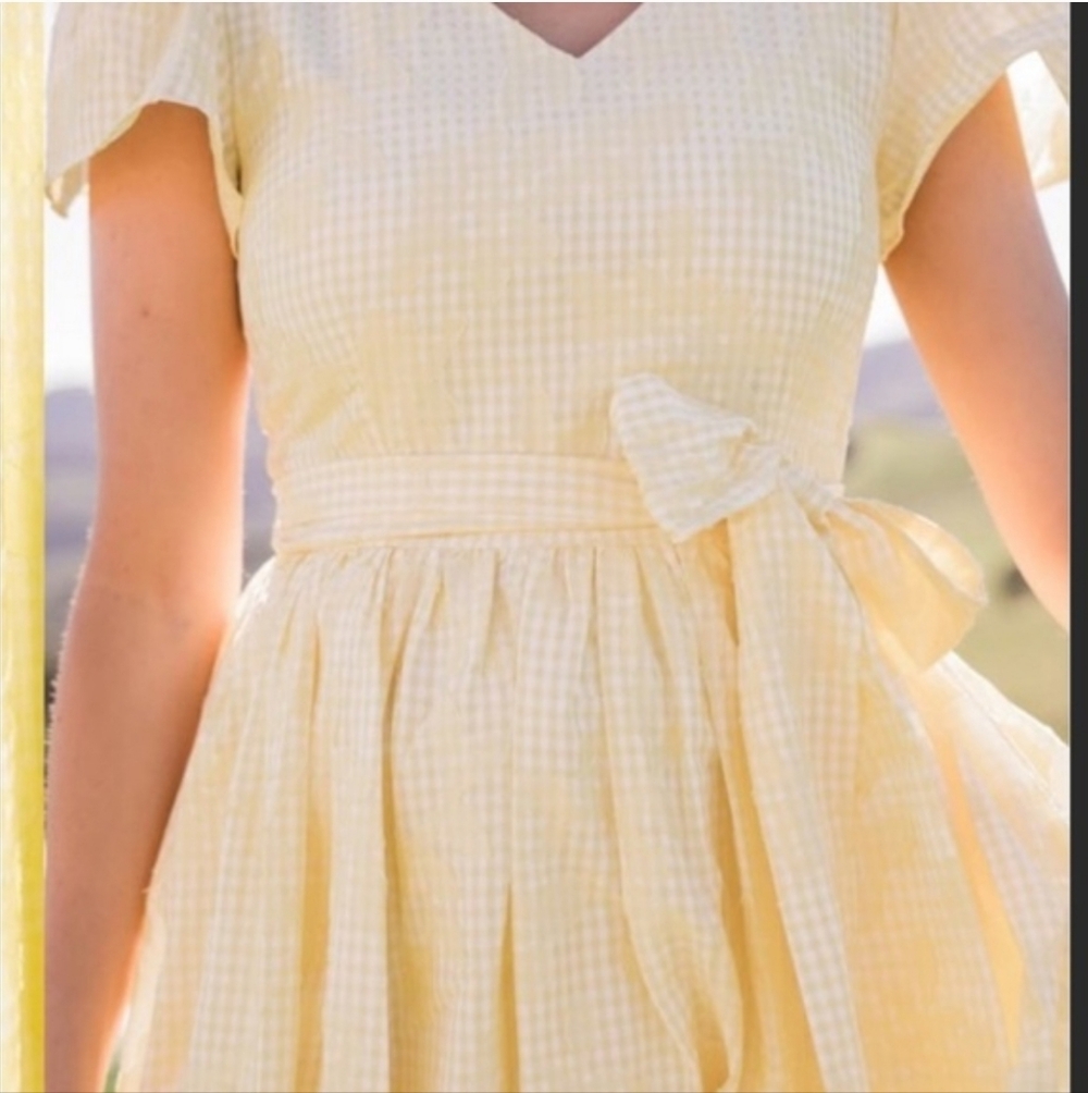 Rachel Parcell Women's Yellow Burnt-out Gingam Midi Dress - Picture 5 of 14